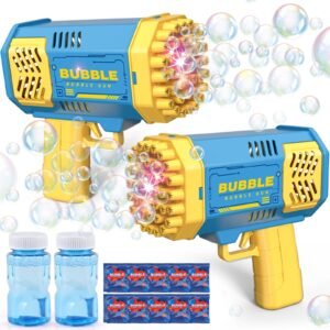Toys for 3-8 Year Old Boys Girls: 2 Pack Bubble Machine for Kids with Bubble Solution, Gifts for 3 4 5 6 7 8 Years Old Boy Birthday Toy for Kid T  Blue+blue