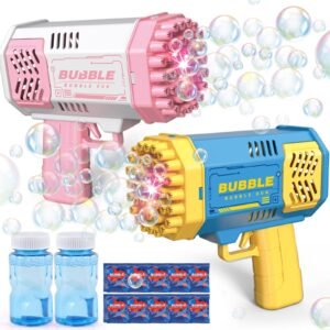 Toys for 3-8 Year Old Boys Girls: 2 Pack Bubble Machine for Kids with Bubble Solution, Gifts for 3 4 5 6 7 8 Years Old Boy Birthday Toy for Kid T  Blue+pink