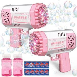 Toys for 3-8 Year Old Boys Girls: 2 Pack Bubble Machine for Kids with Bubble Solution, Gifts for 3 4 5 6 7 8 Years Old Boy Birthday Toy for Kid T  Pink+pink